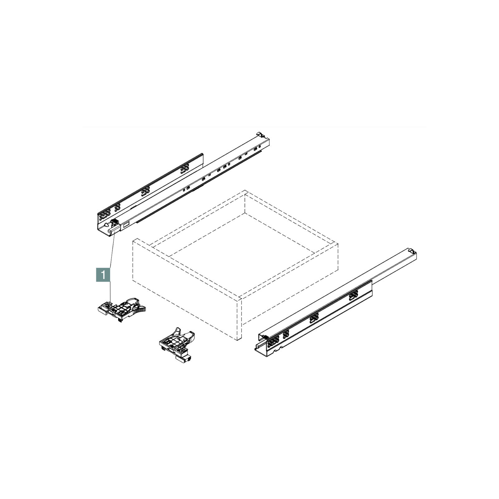 Prowadnica dolnego montażu Comfort Slide 3D REJS 500 mm pełny wysuw 30kg