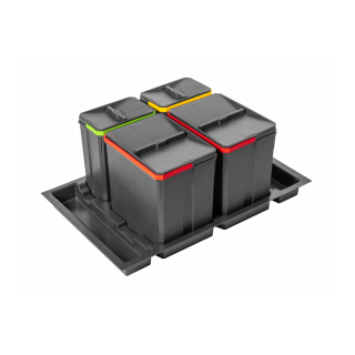 Kosz na śmieci segregacja GTV AXISPACE 80 cm antracyt poczwórny  44L (2x7L + 2x15L)