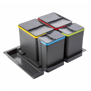 Kosz na śmieci segregacja GTV AXISPACE 70 cm antracyt poczwórny  44L (2x7L + 2x15L)