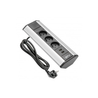 Gniazdo meblowe GTV kątowe srebrne z USB