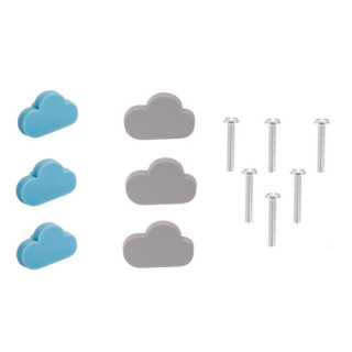Uchwyty meblowe gumowe dziecięce  chmura niebieska szara 6 szt GTV
