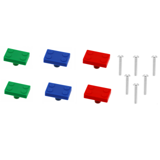 Uchwyty meblowe dziecięce gumowe Block zielone niebieskie czerwone 6 szt GTV