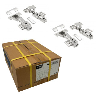 Zawias meblowy samodomykający GTV prosty nakładany z prowadnikiem - 100 sztuk