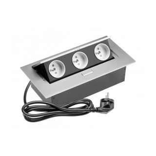 Gniazdo meblowe GTV wpuszczane prostokątne aluminium