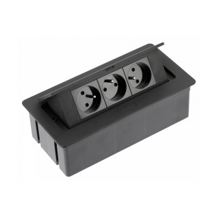 Gniazdo meblowe GTV SOFT wpuszczane prostokątne czarne