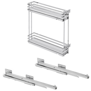 Kosz cargo podblatowy boczny prawy 150 mm chrom + białe półki