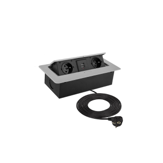 Port Kombi Box 2 gniazda 2 usb aluminium