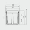 Segregator na śmieci GTV PRACTI ECO 60 cm z mocowaniem do frontu potrójny 68L (1x34L + 2x17L)