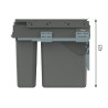 Sortownik na śmieci REJS SEGREGO 60cm srebrny 58L (2x20L+2x9L)