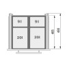 Sortownik na śmieci REJS SEGREGO 60cm srebrny 58L (2x20L+2x9L)