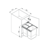 Sortownik na śmieci REJS JC606 do szafki 45cm srebrny 38L (1x20L+2x9L)