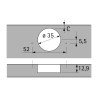 Zawias meblowy cichy domyk HETTICH SENSYS 8645i 110° bliźniaczy 1/2 (9071206) + prowadnik (9071575) 