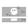 Zawias meblowy HETTICH INTERMAT 9935 95° gruby front 43 mm (9155241) + prowadnik (9071575)  