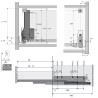 Szuflada Hettich InnoTech Atira 470 mm wysoka H176 srebrna 30kg