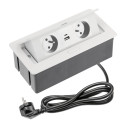 Gniazdo wpuszczane w blat GTV SOFT białe 2x230V + 2xUSB A + C