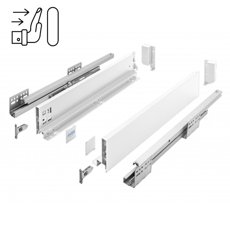 Szuflada GTV AXIS PRO push to open 450 mm niska H69 biały - PB-AXISPRO-P2O-KPL69-450-10