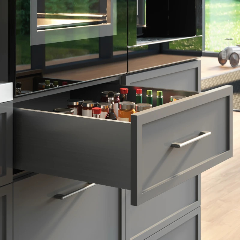 Szuflada GTV AXIS PRO 450 mm średnia H120 antracyt - PB-AXISPRO-KPL450B