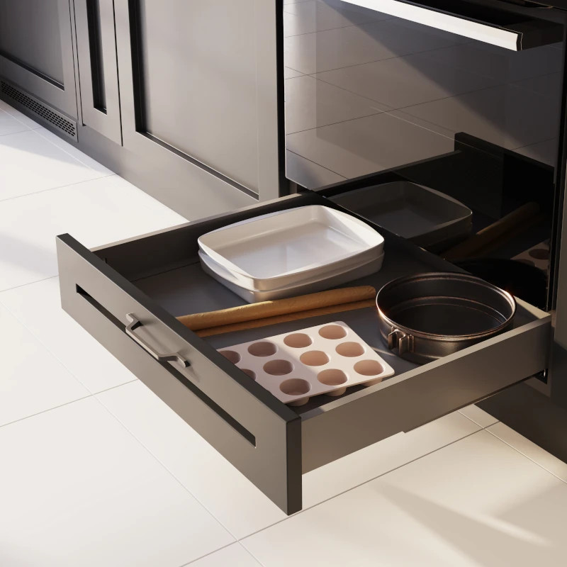 Szuflada GTV AXIS PRO 450 mm niska H69 antracyt - PB-AXISPRO-KPL69-450-60