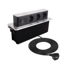 Gniazdo meblowe wpuszczane HOP BOX z USB stal drapana SCHUKO - HOPBOX-SD-3DE-UC-2-0