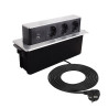 Gniazdo meblowe wpuszczane HOP BOX z USB stal drapana SCHUKO - HOPBOX-SD-3DE-UC-2-0