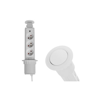 Port Lift Box 3 gniazda okrągły fi60 przewód 1,5m biały