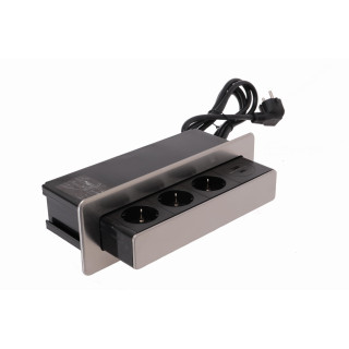 Port HopBox 3 gniazda 2 usb alu.szczotka