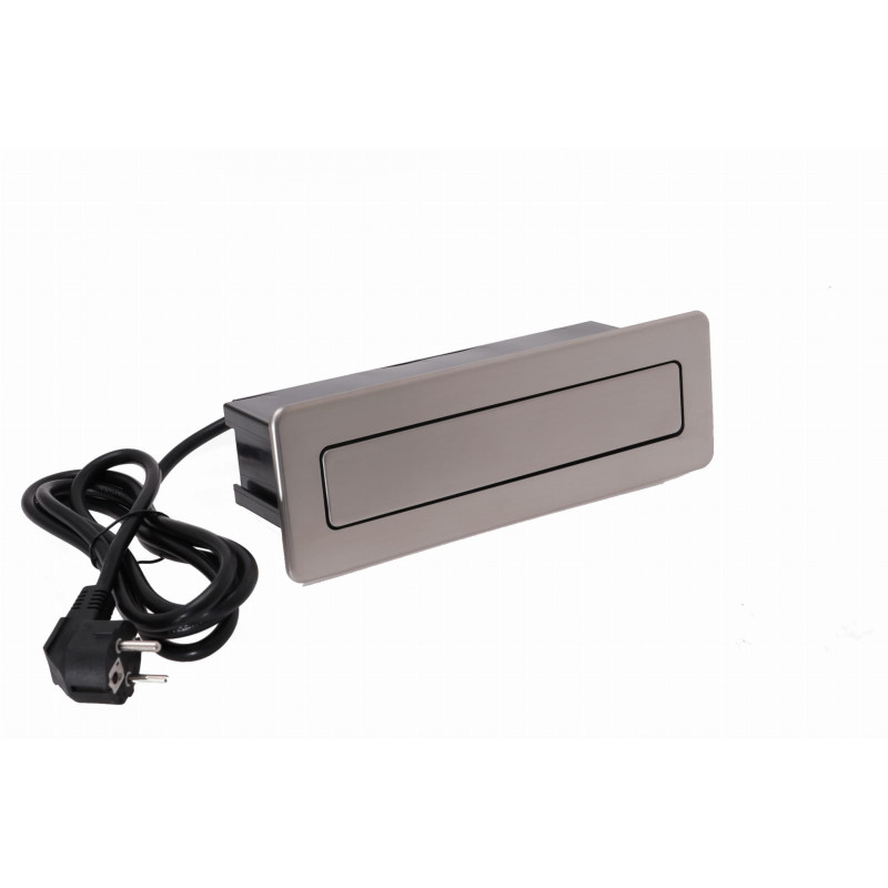 Gniazdo meblowe wpuszczane HOP BOX z USB stal drapana SCHUKO - HOPBOX-SD-3DE-UC-2-0